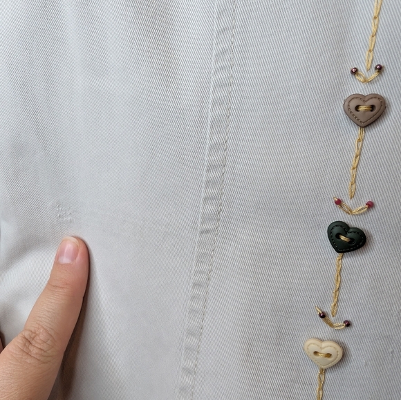 Vintage Jamaica Bay Heart Button Khaki Beige Button Down Jacket Top Women's PM - Picture 10 of 13